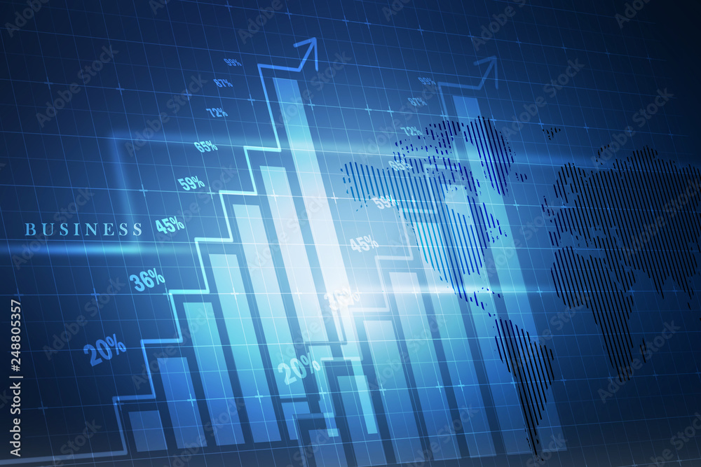 Naklejka premium 2d rendering Stock market online business concept. business Graph 