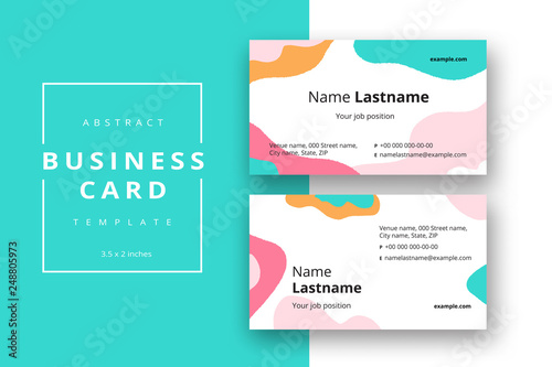 Trendy minimal abstract business card template. Modern corporate stationery id layout with geometric pattern. Vector fashion background design with information sample name text.