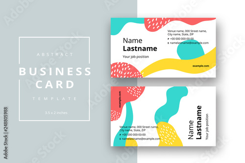 Trendy minimal abstract business card template. Modern corporate stationery id layout with geometric pattern. Vector fashion background design with information sample name text.