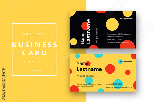 Trendy minimal abstract business card template. Modern corporate stationery id layout with geometric pattern. Vector fashion background design with information sample name text.