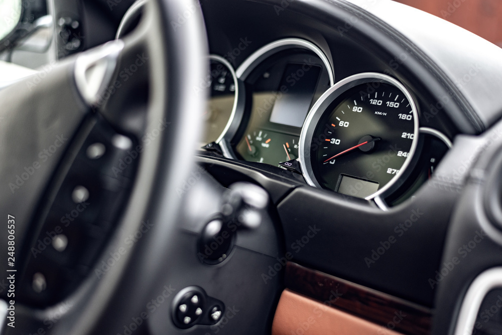 Control panel of the modern new car closeup