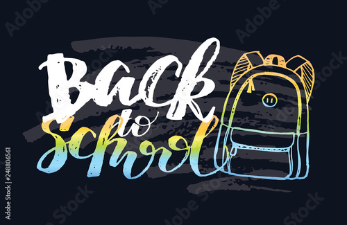 Hand drawn doodle backpack back to school pattern background