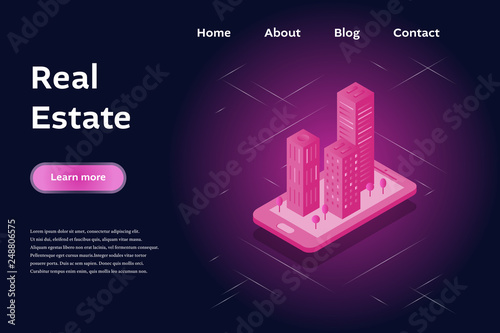 Vector illustration with real estate isometric.