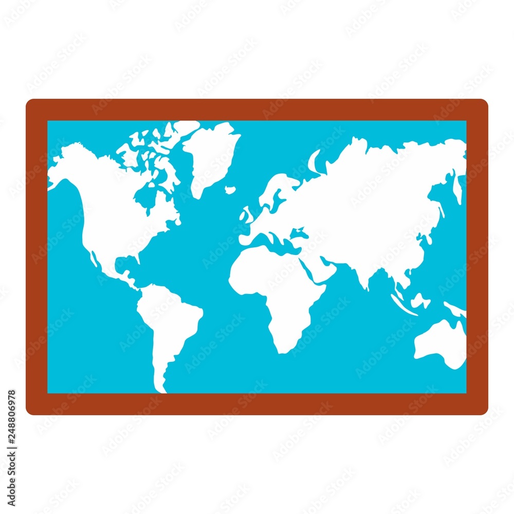 Wall world map icon. Flat illustration of wall world map vector icon for web design Wall world map icon. Flat illustration of wall world map vector icon for web design