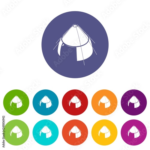 Conic tent icons color set vector for any web design on white background