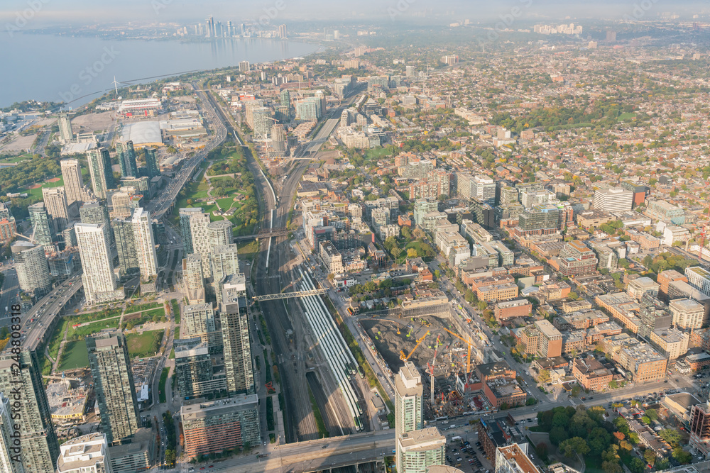 Fototapeta premium Aerial morning view of the Toronto downtown