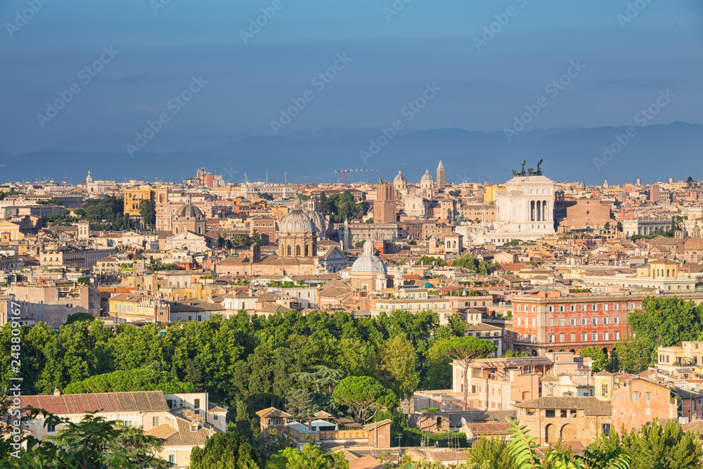 Aerial panoramic view of historic center of Rome, Italy
