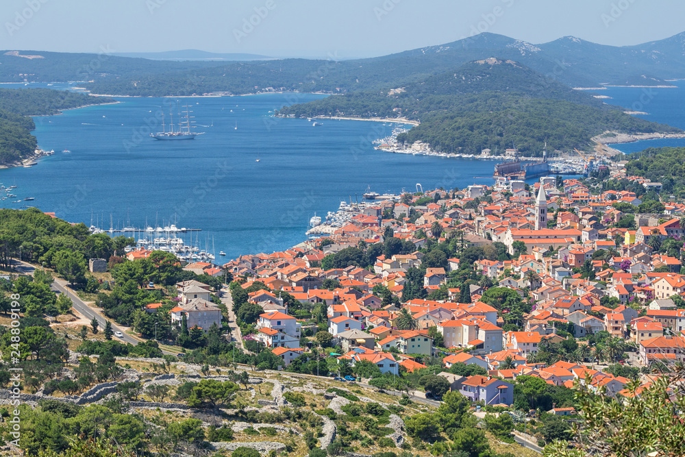 Naklejka premium Panoramic view of Mali Losinj town, Croatia.