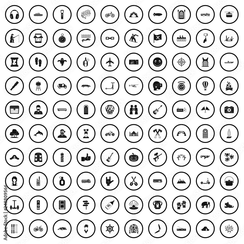 100 adventure icons set in simple style for any design vector illustration 100 adventure icons set in simple style for any design vector illustration
