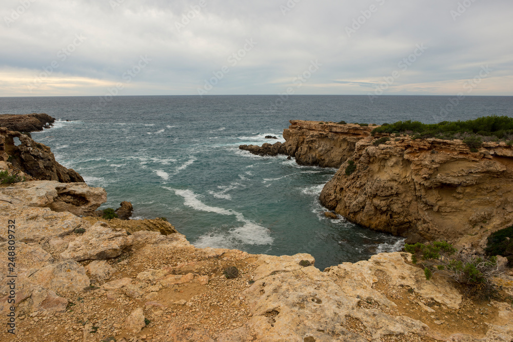 The coast in Llentia on the island of Ibiza The coast in Llentia on the island of Ibiza
