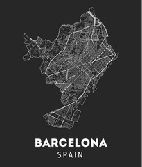 Wandcirkels Barcelona Stadsplattegrond van Barcelona Catalonië  © Kseniya