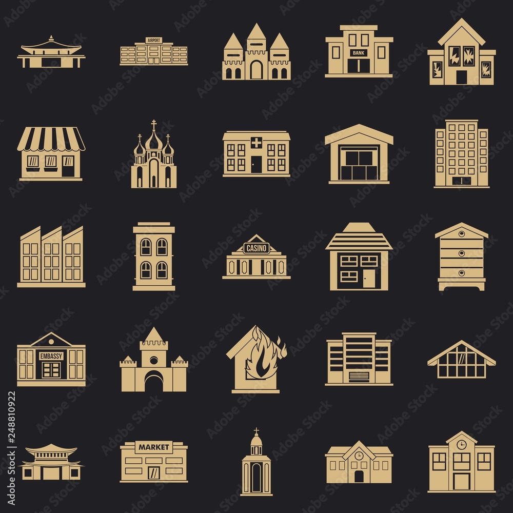 Land development icons set. Simple set of 25 land development vector icons for web for any design
