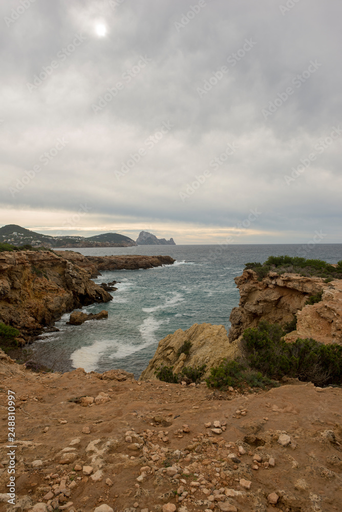 The coast in Llentia on the island of Ibiza