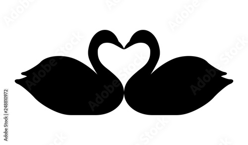 Fototapeta Naklejka Na Ścianę i Meble -  二羽の白鳥のシルエット