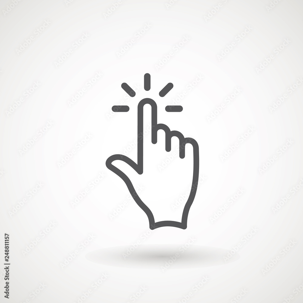 Obraz premium Hand clicking icon, click stock vector illustration flat design Clicking finger icon, hand pointer.