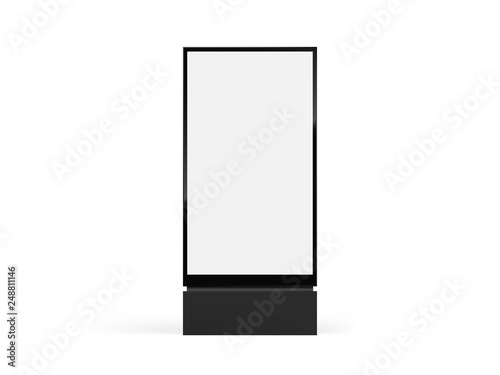 Totem light box mockup. Vector city format billboard, realistic totem lightbox vertical signage photo