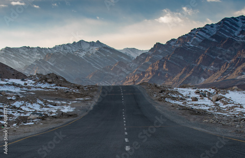 Leh Ladakh - Leh, Ladakh, India Beautiful View, landscape view of rural road around with mountain and sky background in Leh - Ladakh northern of India