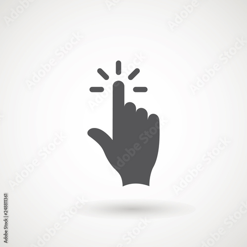 Hand clicking icon, click stock vector illustration flat design Clicking finger icon, hand pointer.