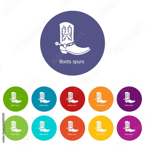Boot spurs icons color set vector for any web design on white background