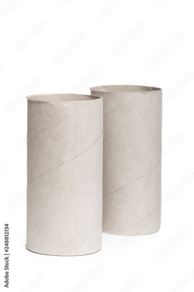 Leftover tissue paper roll on isolate background.