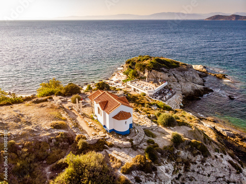 Thassos, Greece. Aerial view of one of the main tourist attraction on the island
