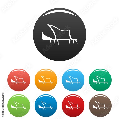 Shoe spike icons set 9 color vector isolated on white for any design