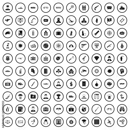 100 antiterrorism icons set in simple style for any design vector illustration