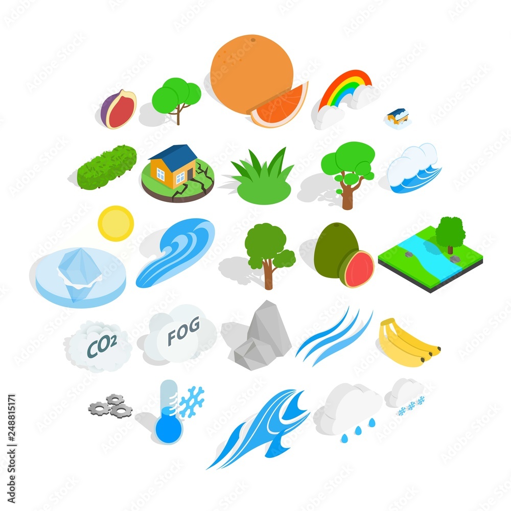 Fototapeta premium Clean air icons set. Isometric set of 25 clean air vector icons for web isolated on white background