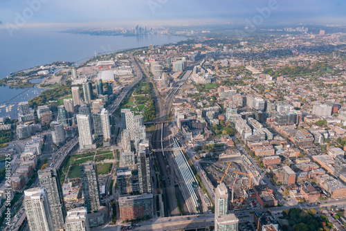 Fototapeta Naklejka Na Ścianę i Meble -  Aerial morning view of the Toronto downtown