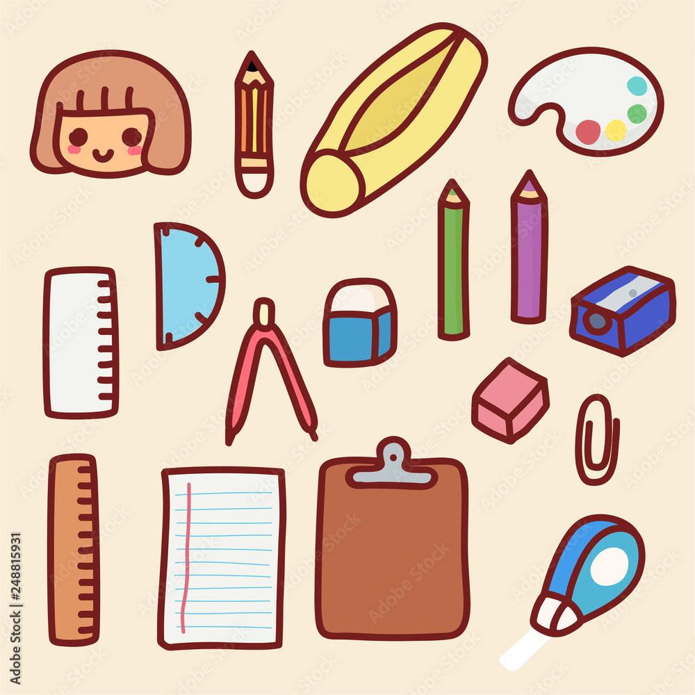 kawaii doodle stationary School Supplies for Children