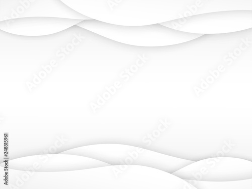 abstract circle blank paper white and gray tone vector background, wave overlapping with shadow modern concept, space for text or message web and book design
