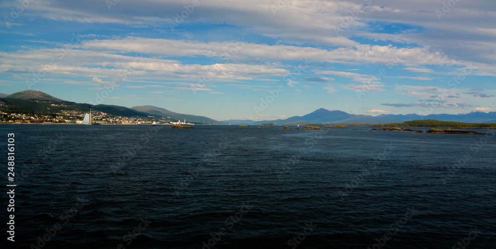 Landscape to Midfjorden, Sekken and Seteroya islands at Molde, Norway Landscape to Midfjorden, Sekken and Seteroya islands at Molde, Norway