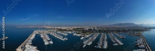 Aerial drone photo of famous marina of Alimos with yachts and sailboats docked  Athens riviera  Attica  Greece