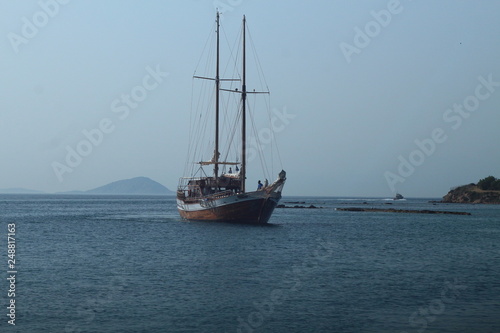Drifting sailboats in Athens