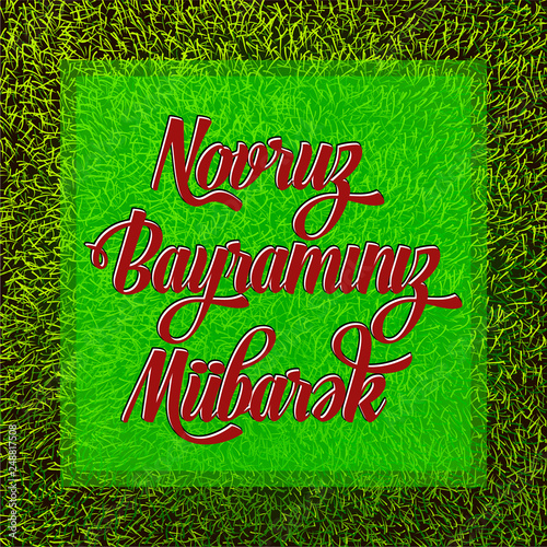 Novruz holiday sliced stylish typography vector flat design