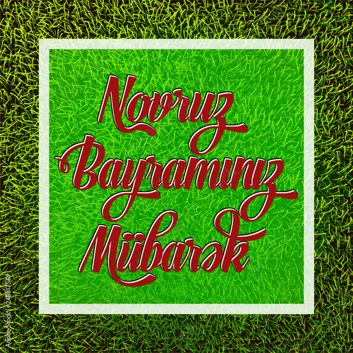 Novruz holiday stylish typography on grass vector flat design