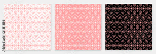 Pattern seamless cube and triangle abstract background pink luxury color geometric vector.