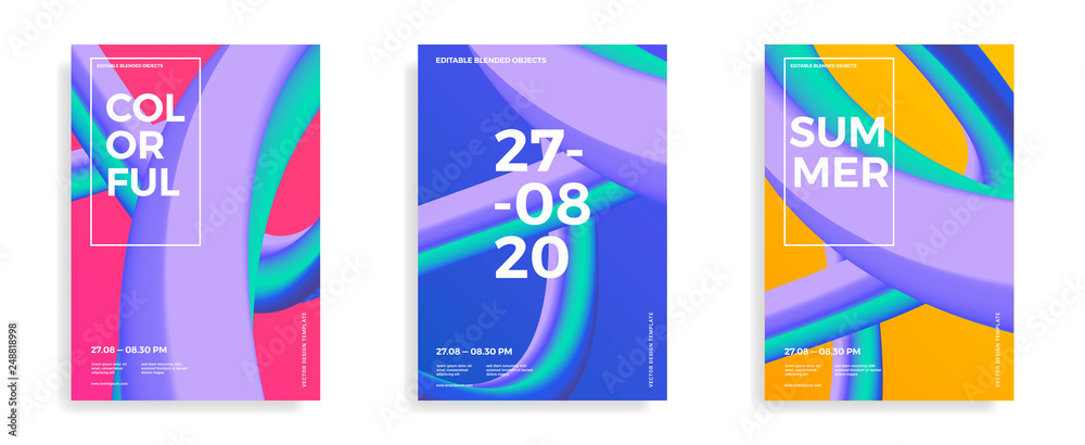Trendy design templates with 3d flow shapes