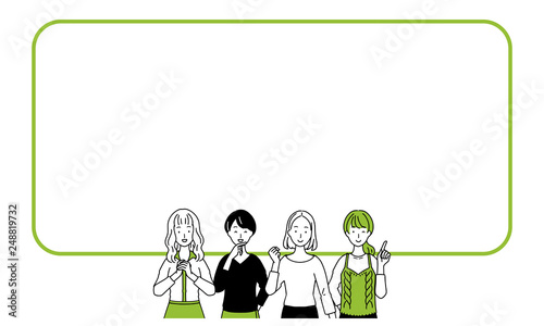 Illustration of ladies lining up.