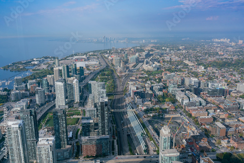 Aerial morning view of the Toronto downtown