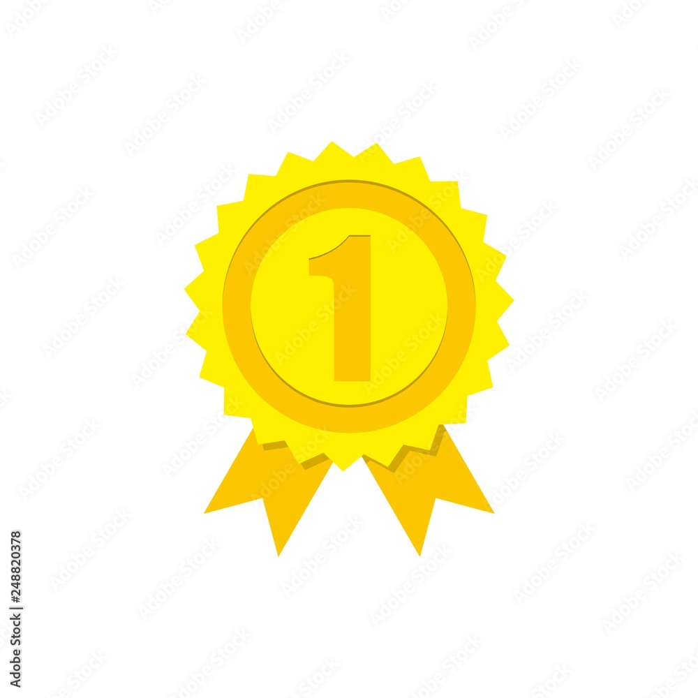 Number 1 winner ribbon award badge, Gold medal Number 1 winner ribbon award badge, Gold medal