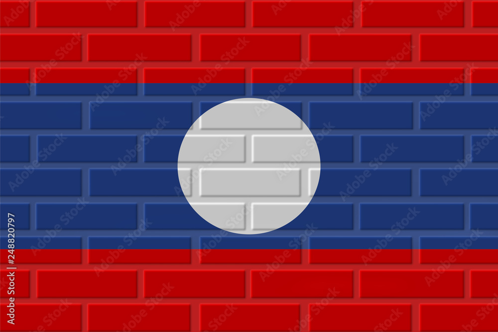 Laos brick flag illustration