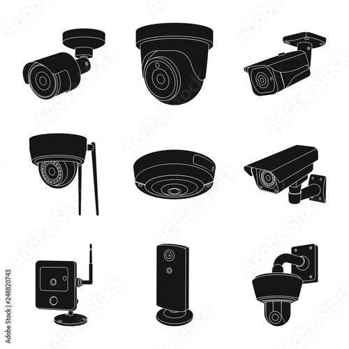 Isolated object of cctv and camera sign. Collection of cctv and system stock symbol for web.