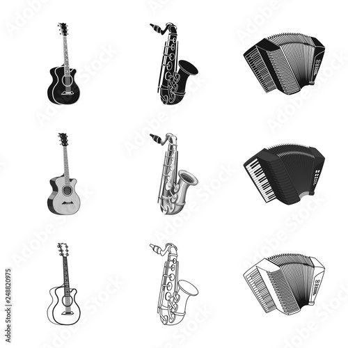 Vector design of music and tune sign. Set of music and tool stock symbol for web.