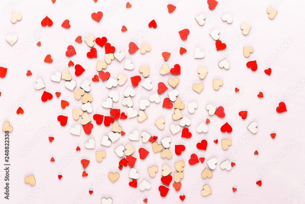 Happy Valentines day background. With small color hearts on gray background. Happy Valentines day background. With small color hearts on gray background.