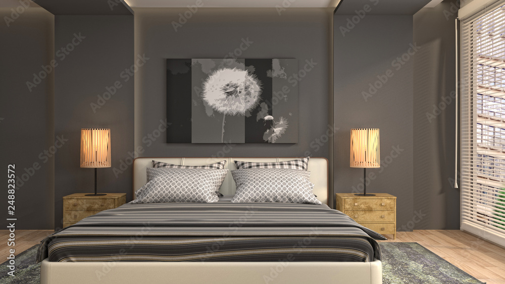 Picture of Bedroom interior. 3d illustration Stock Illustration | Adobe Stock