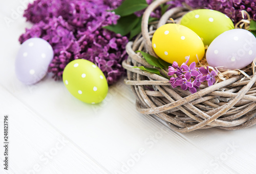 Nest with easter eggs