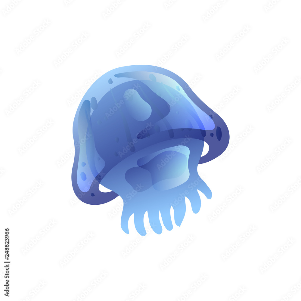 Jellyfish, Beautiful Blue Swimming Underwater Creature Vector Illustration Jellyfish, Beautiful Blue Swimming Underwater Creature Vector Illustration