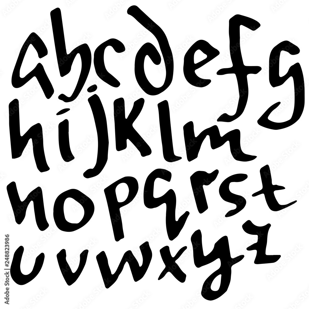 Simple alphabet letters. Handdrawn grunge ink font. Vector illustration. Simple alphabet letters. Handdrawn grunge ink font. Vector illustration.