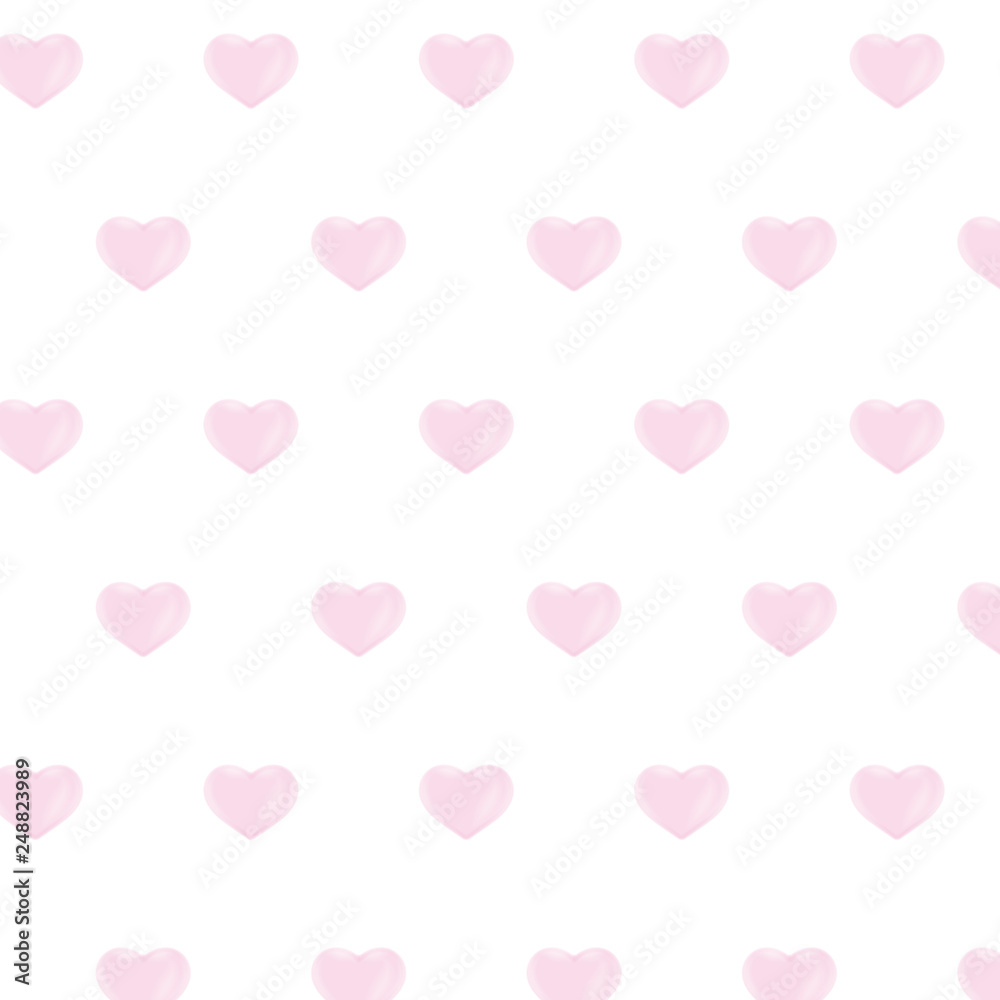 Minimalist pink hearts seamless pattern, watercolor effect. Valentines Day love concept seamless background. Vector